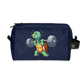 Lustige Schildkröte Fitness Workout Anstrengend - Recycelte Kulturtasche - Navy - Vorne