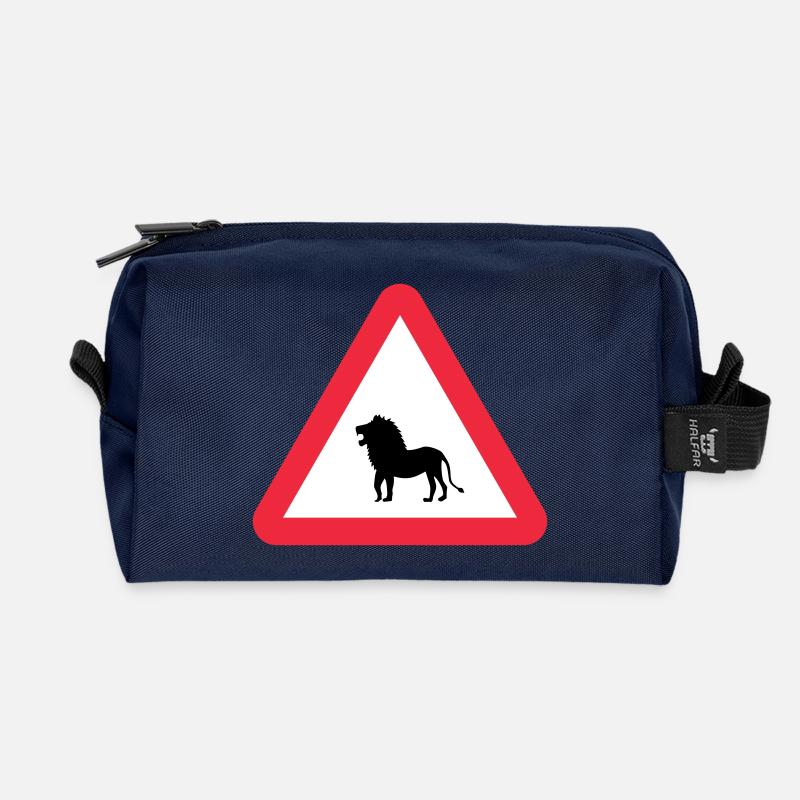 Achtung Löwen-Warnung - Recycelte Kulturtasche - Navy