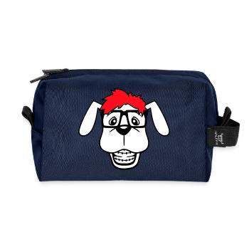 Hund Nerd Hornbrille Geek Zahnspange Schlau Lustig - Recycelte Kulturtasche - Navy - Vorne