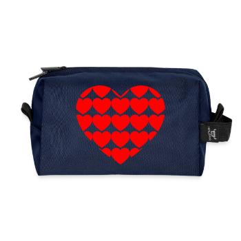 Herz mit Herzen - Recycelte Kulturtasche - Navy - Vorne