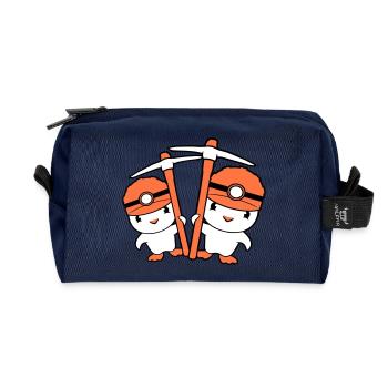 2 Enten Bergmann Spitzhacke Helm Lampe Freunde Süß - Recycelte Kulturtasche - Navy - Vorne