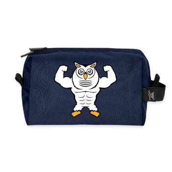 Eule Bodybuilder Muskeln Bizeps Posen Gym Rat Cool - Recycelte Kulturtasche - Navy - Vorne
