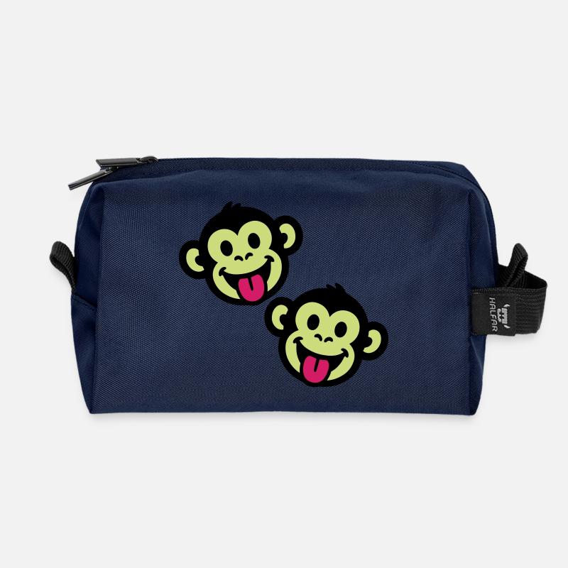 Monkey Funny - Recycled Toiletry Zip Bag - navy