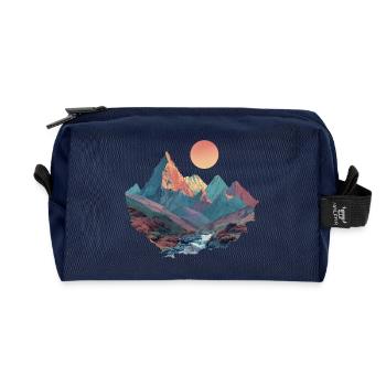 Surreal Mountain Landscape – Colorful Nature Art - Recycled Toiletry Zip Bag - navy - Front
