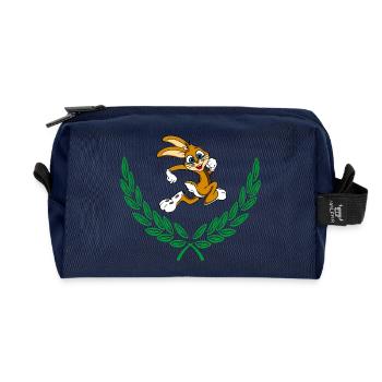 Süßes Kaninchen im grünen Lorbeerkranz - Recycelte Kulturtasche - Navy - Vorne