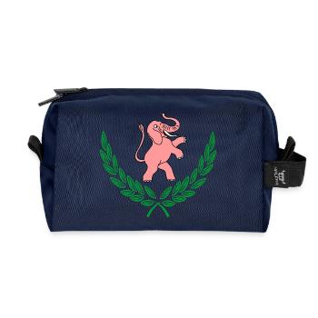 Rosa Elefant im Lorbeerkranz - Recycelte Kulturtasche - Navy - Vorne
