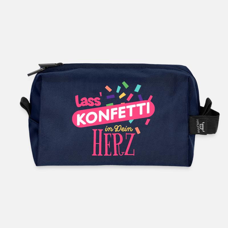 Lass Konfetti in Dein Herz Party Karneval - Recycelte Kulturtasche - Navy