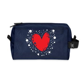 Symbole d’amour de la Saint-Valentin avec un grand cœur rouge mignon - Trousse de toilette en tissu recyclé - marine - Devant