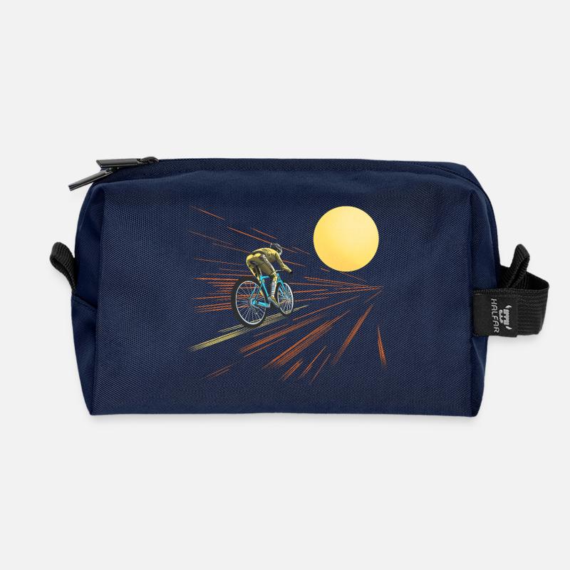 À vélo vers le soleil - Trousse de toilette en tissu recyclé - marine