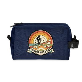 Crushing Hills & Eggs Retro-Radsportabzeichen - Recycelte Kulturtasche - Navy - Vorne