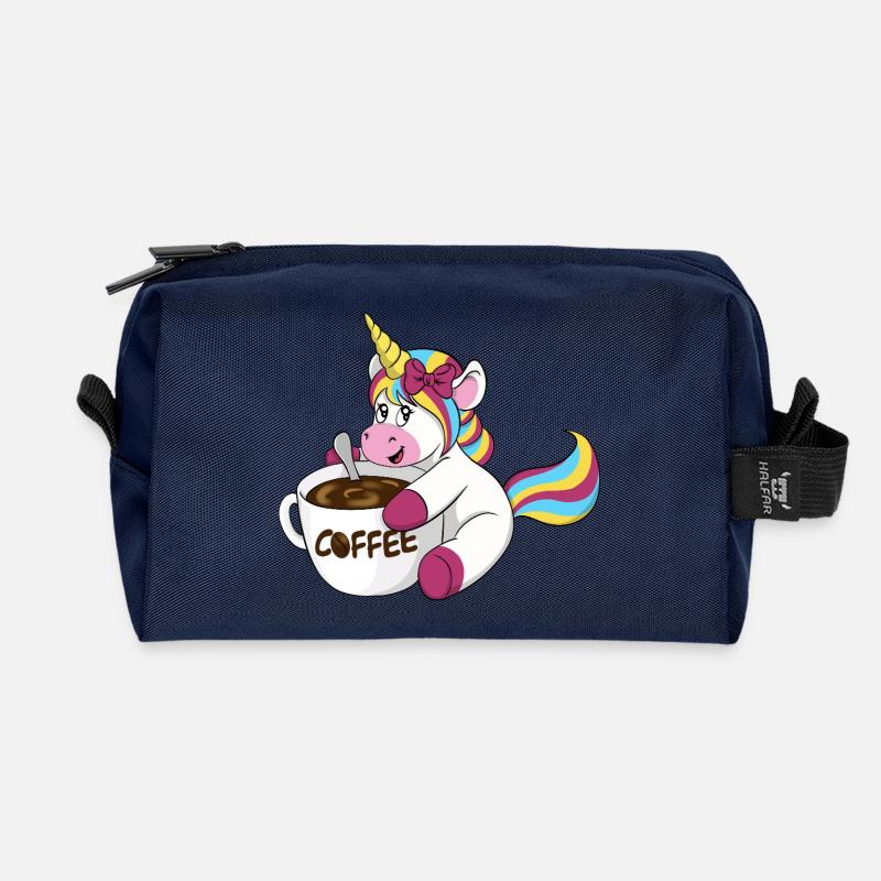 Kaffee Einhorn - Recycelte Kulturtasche - Navy
