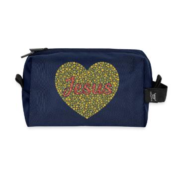 Jesus liebt dich | Glaube | Geschenk - Recycelte Kulturtasche - Navy - Vorne
