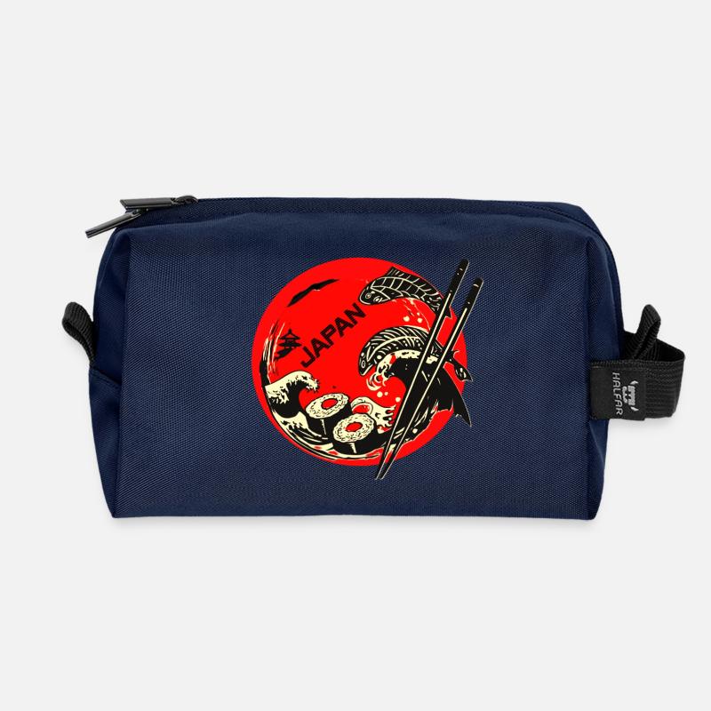 Japan Sushi Koi in Red Circle - Recycelte Kulturtasche - Navy