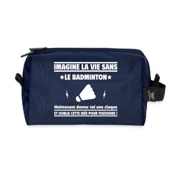 Imagine la vie sans badminton - Trousse de toilette en tissu recyclé - marine - Devant