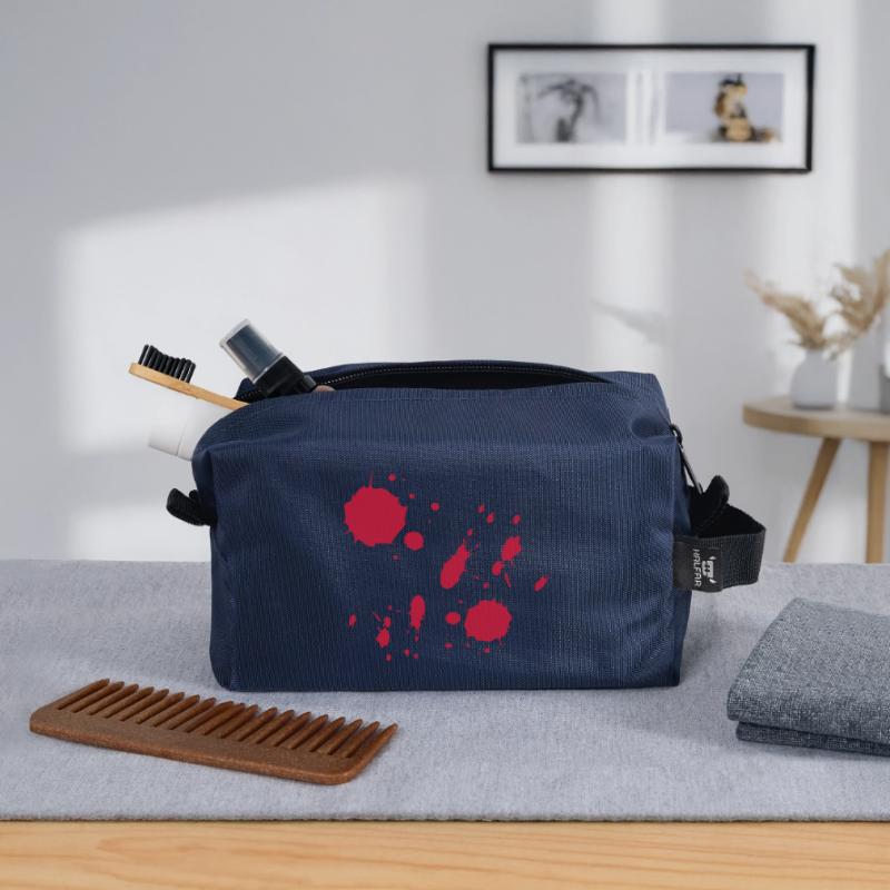 Red Paint Splashes Abstract Pattern Recycled Toiletry Zip Bag