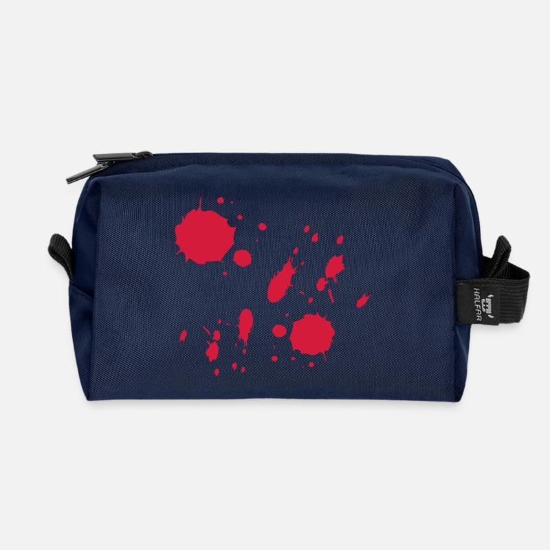 Rote Farbspritzer abstrakte Muster - Recycelte Kulturtasche - Navy