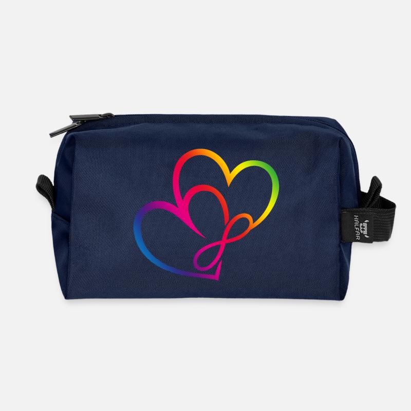 Zwei Herzen Regenbogen Infinity Love CSD LGBT - Recycelte Kulturtasche - Navy