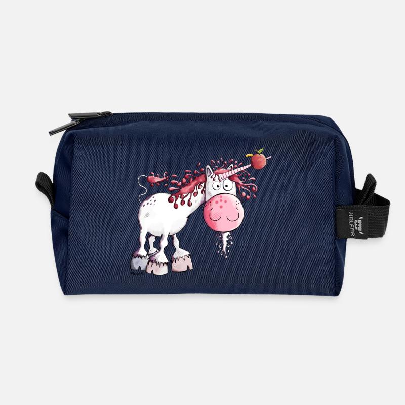 Goldiges Einhorn - Recycelte Kulturtasche - Navy