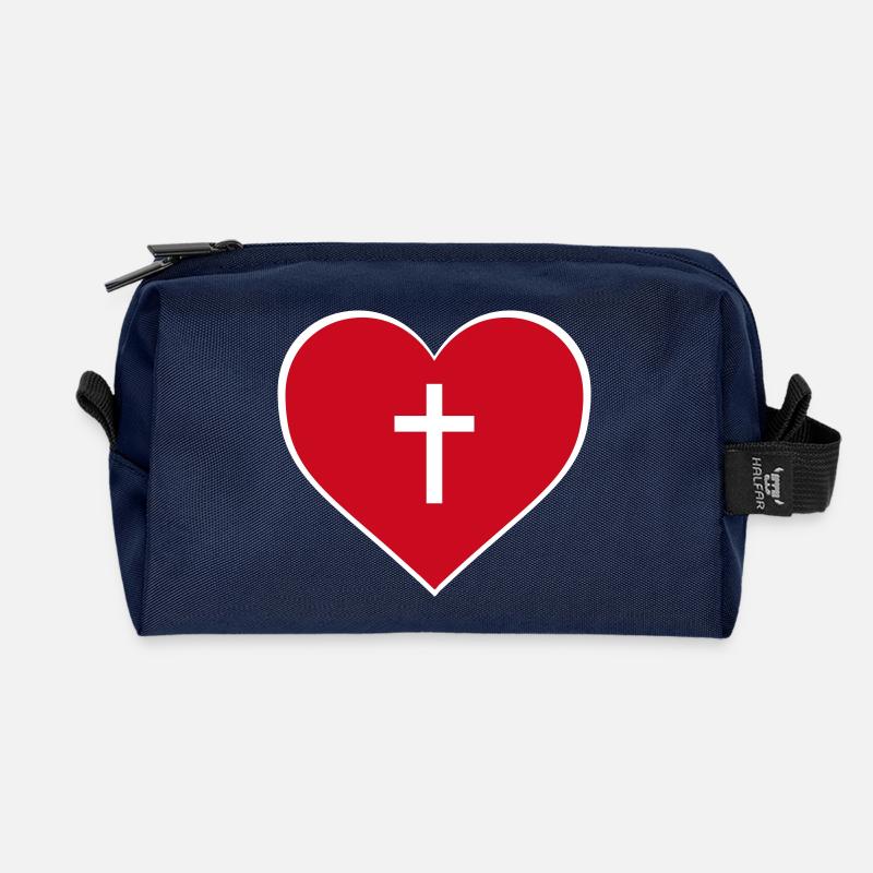 Jesus ist Liebe Herz - Recycelte Kulturtasche - Navy