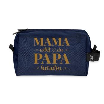 Hochzeit Antrag Kind Mama willst du Papa heiraten - Recycelte Kulturtasche - Navy - Vorne