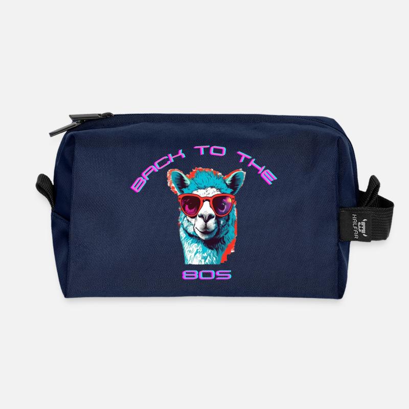 Lässiger Lama mit Sonnenbrille Retro-Design - Recycelte Kulturtasche - Navy