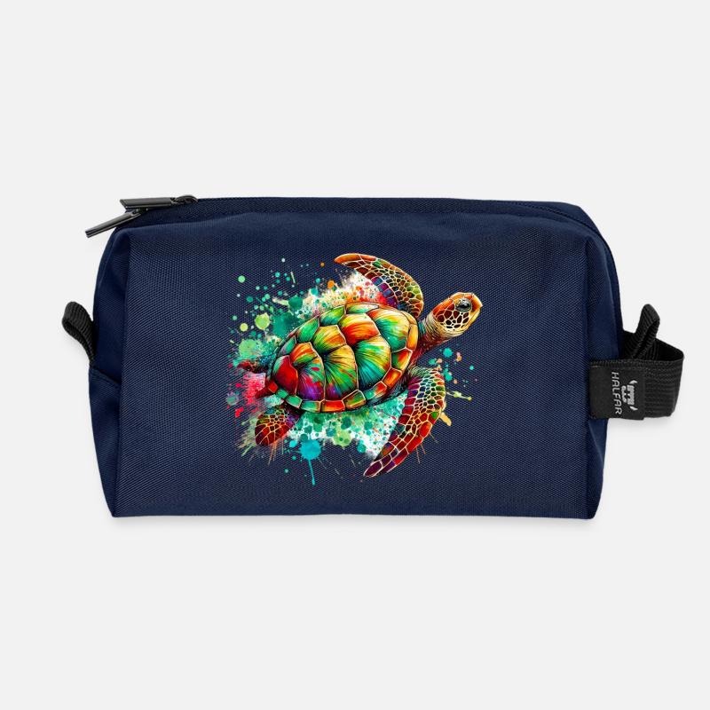 Schildkröte - Recycelte Kulturtasche - Navy