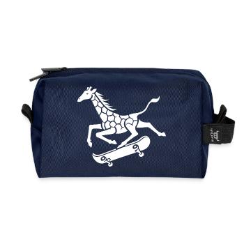 Giraffe Skateboard Skater Silhouette Minimalist - Recycled Toiletry Zip Bag - navy - Front