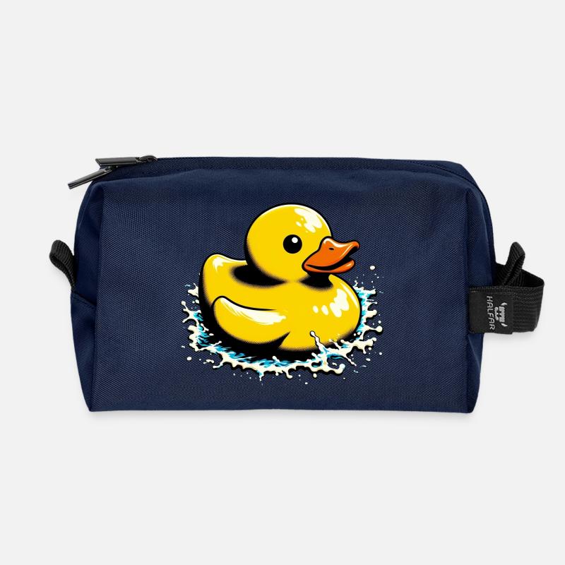 Duckling Duck Duck Duck - Recycled Toiletry Zip Bag - navy