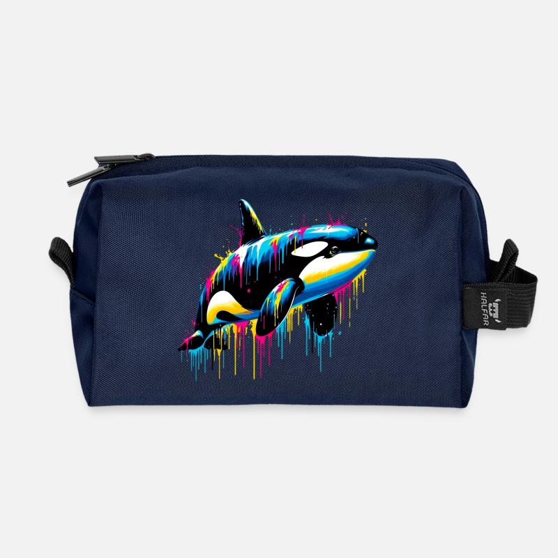 Killer whale - Recycled Toiletry Zip Bag - navy