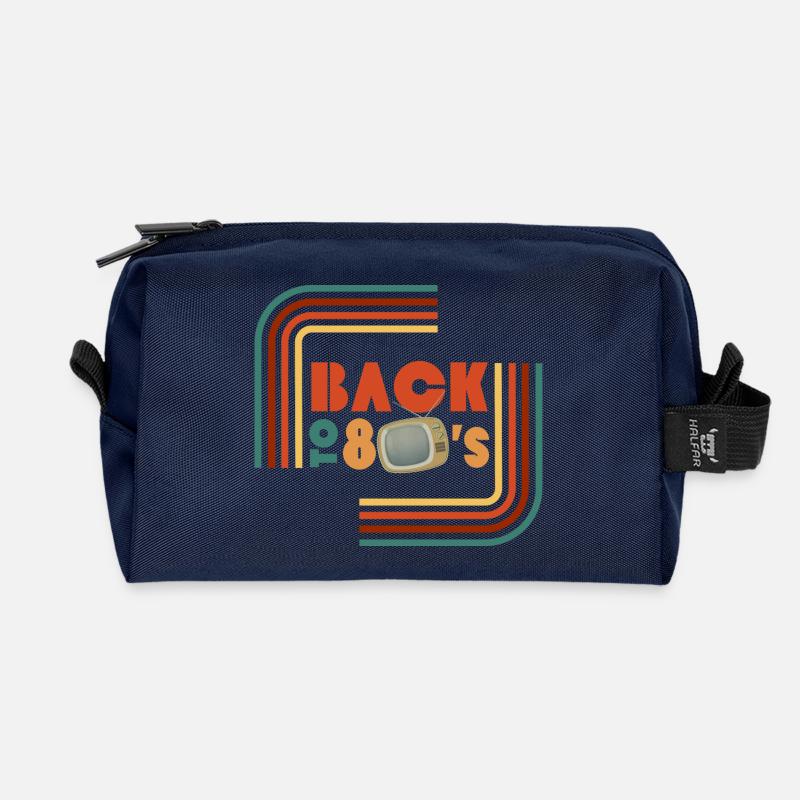 Rückblick 80er Retro TV - Recycelte Kulturtasche - Navy