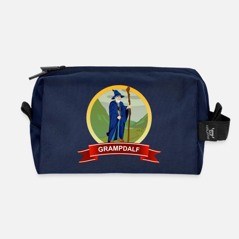 Grampdalf Wizard Crest - Recycled Toiletry Zip Bag - navy