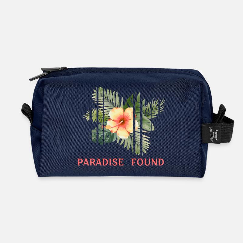 Fragmentiertes Hibiskus-Tropenparadies - Recycelte Kulturtasche - Navy