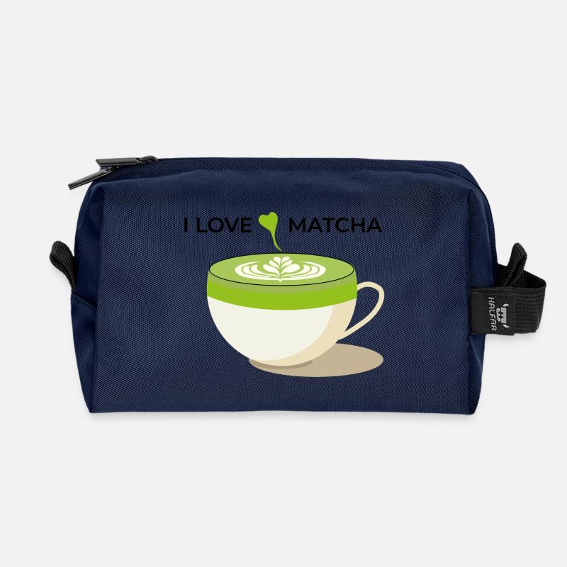I Love Matcha - Recycled Toiletry Zip Bag - navy