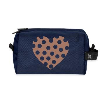 Mokka-Herz mit Löchern - Recycelte Kulturtasche - Navy - Vorne