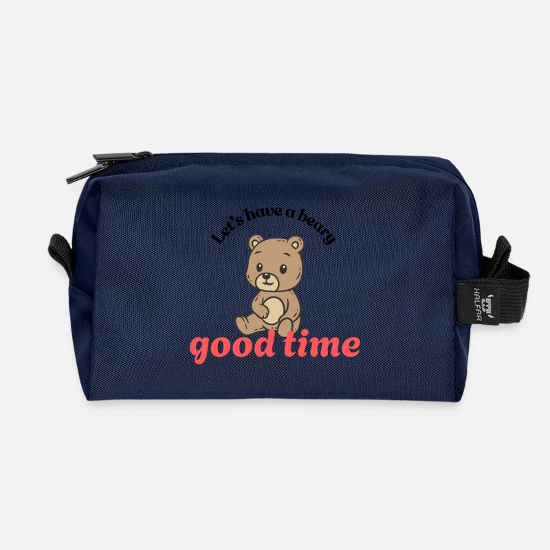 The Good Time Bear - Recycled Toiletry Zip Bag - navy