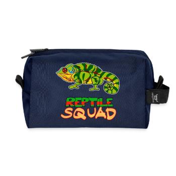 Reptile Squad Bunte Chamäleon-Kunst - Recycelte Kulturtasche - Navy - Vorne