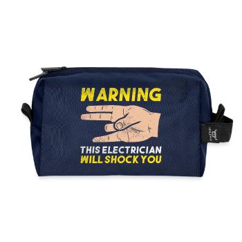 Attention : cet électricien va vous électrocuter une œuvre d’art offerte - Trousse de toilette en tissu recyclé - marine - Devant