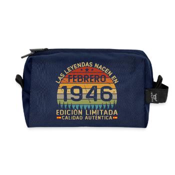 Février, Légendes, né en février 1946 - Trousse de toilette en tissu recyclé - marine - Devant