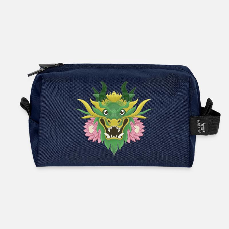 Smaragdgrüner Lotusdrache - Recycelte Kulturtasche - Navy