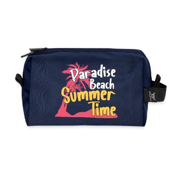 Paradise Beach Summer Time Retro Design - Recycled Toiletry Zip Bag - navy - Front