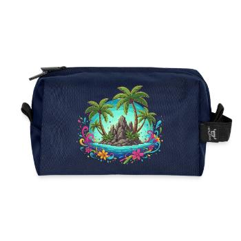 Tropische Insel Oase Palmen Farben - Recycled Toiletry Zip Bag - navy - Front
