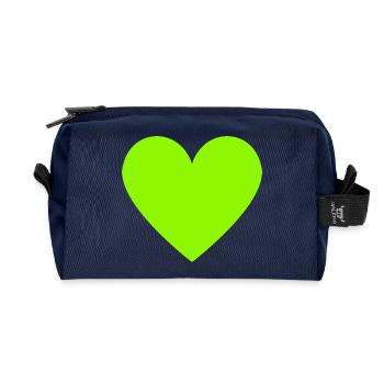 Neon Lime Herz grün retro - Recycelte Kulturtasche - Navy - Vorne