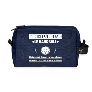 la vie sans le handball : cadeau humoristique - Trousse de toilette en tissu recyclé - marine - Devant