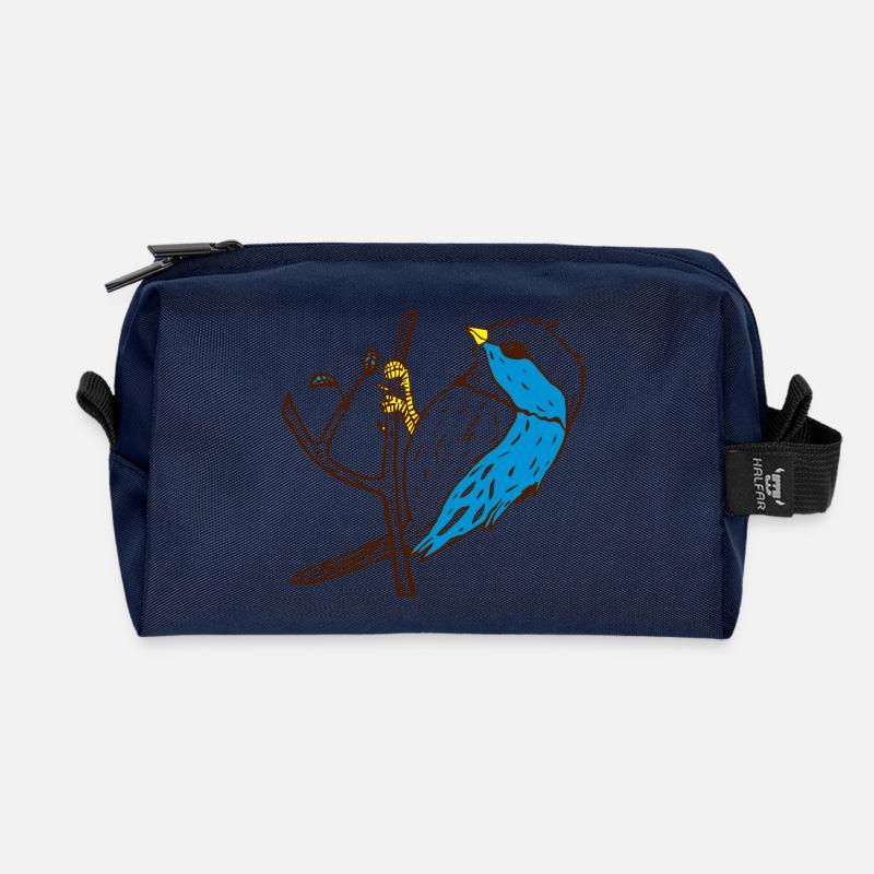 Vogel Illustration Niedlich - Recycelte Kulturtasche - Navy