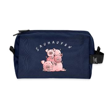Kleiner Sauhaufen I Fun Shirt Schweine Tiere - Recycelte Kulturtasche - Navy - Vorne
