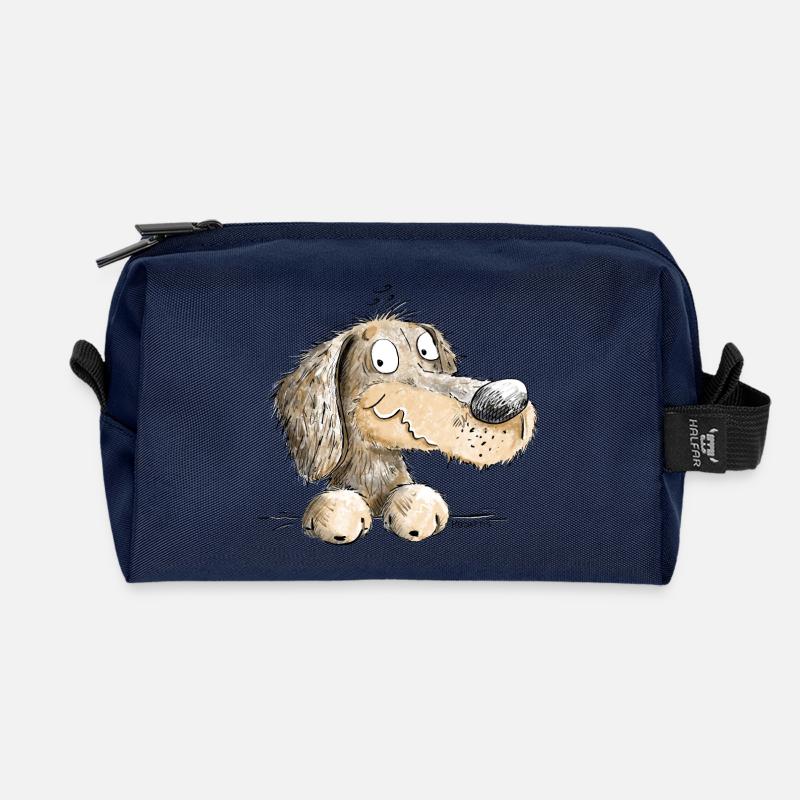 Happy Dackel I Dachshund I Teckel I Hund - Recycelte Kulturtasche - Navy