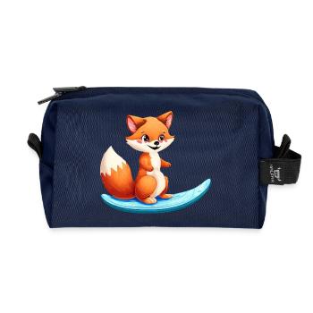 Surfer Fuchs auf dem Surfbrett, Abenteuerliches Ti - Recycelte Kulturtasche - Navy - Vorne