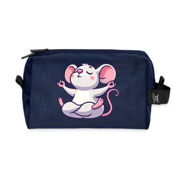 Mouse and Rat Yoga Meditation Exercises Zen - Recycled Toiletry Zip Bag - navy - Front