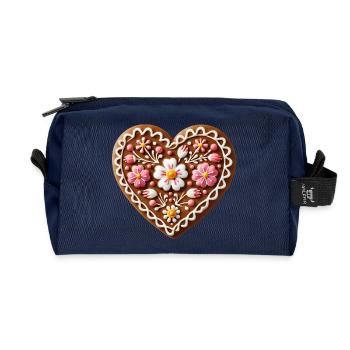 Gingerbread Heart: Sweet Tradition and Love Combined - Recycled Toiletry Zip Bag - navy - Front