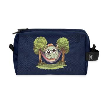Niedliches Monster in Hängematte - Recycelte Kulturtasche - Navy - Vorne